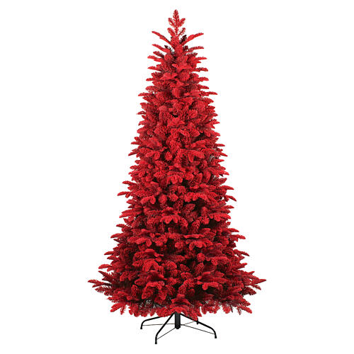 Sapin de Noël 210 cm Red Poly PVC floqué rouge Slim 1