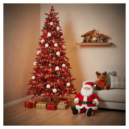 Albero di Natale Red 210 cm Poly PVC floccato rosso slim 2