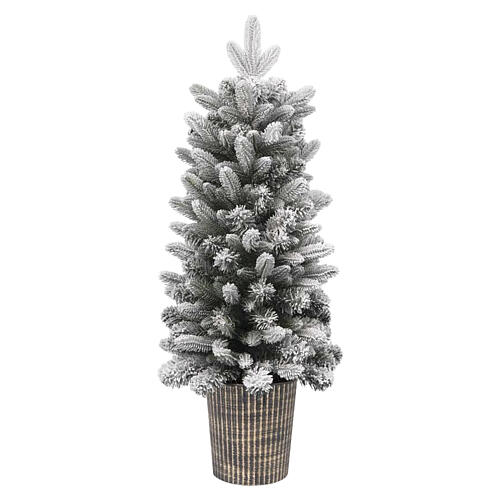 Pinetto albero natalizio innevato vaso tondo 90 cm Poly PVC 1