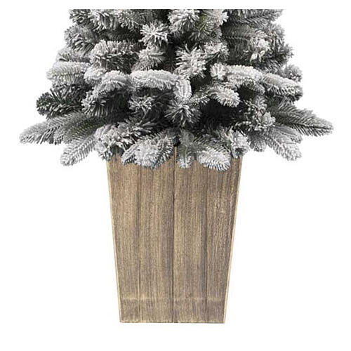 Albero di Natale pinetto floccato 120 cm vaso quadrato poly e pvc 3