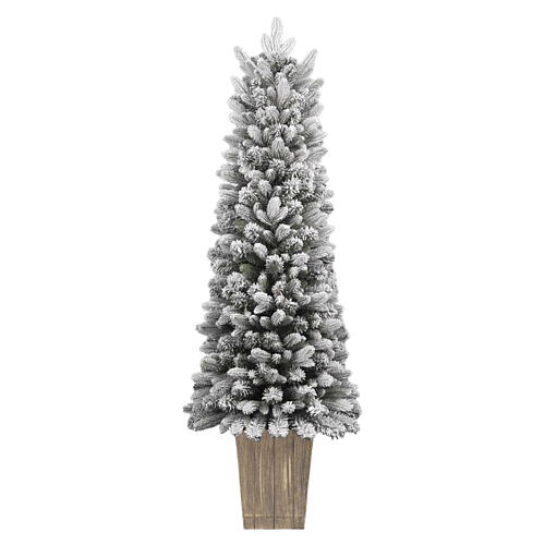 Pino navideño decorativo 150 cm verde flocado maceta cuadrada 1