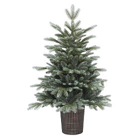 Sapin de Noël petite taille vert argenté 90 cm pot rond Poly PVC