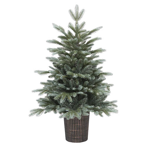 Albero Natale Pinetto verde argentato 90 cm vaso rotondo Poly PVC 1