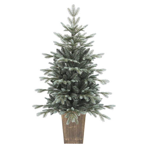 Sapin de Noël petite taille vert argenté 120 cm vase carré 1