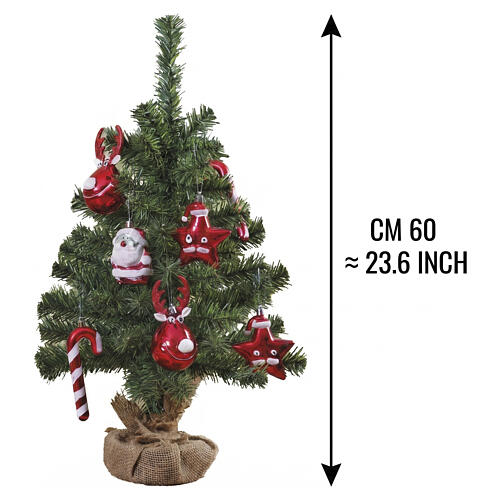 Mini decorated Christmas tree with festive figures, 24x14 in 3