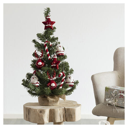 Mini decorated Christmas tree with festive figures, 24x14 in 4