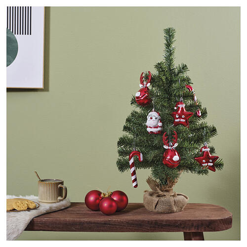 Sapin de Noël mini décoré avec figurines de Noël 60x35 cm 2