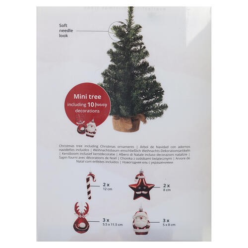 Albero di Natale mini decorato con figure natalizie 60x35 cm 9