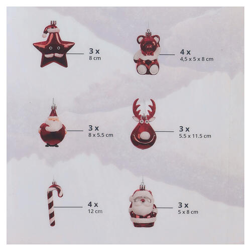 Albero di Natale mini decorato con 20 addobbi natalizi 75x40 cm 11