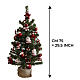 Albero di Natale mini decorato con 20 addobbi natalizi 75x40 cm s3