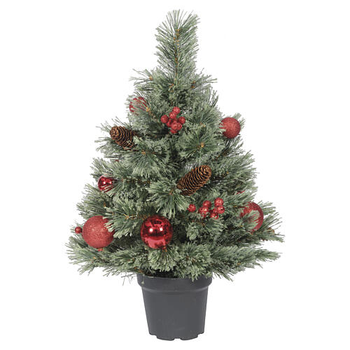 Árvore de Natal mini Cashmere com pinhas e bagas vermelhas 60x40 cm 1