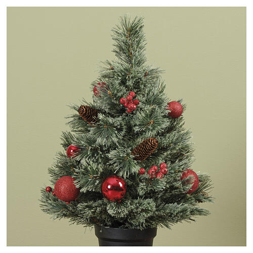 Árvore de Natal mini Cashmere com pinhas e bagas vermelhas 60x40 cm 3