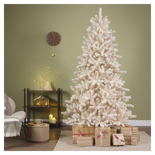Albero di Natale Cozy Fir bianco crema floccato 180 cm PE PVC 2