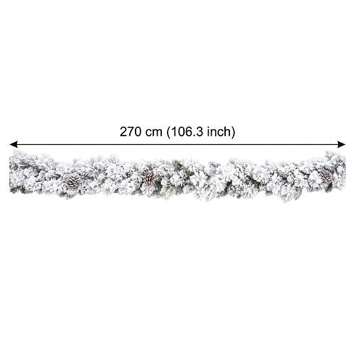 Artificial Snowy Christmas Garland with Snow-Effect Branches, 270x25 cm 3