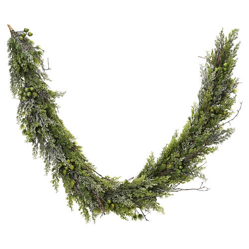 Green Christmas garland with glitter finish, 70 in 1