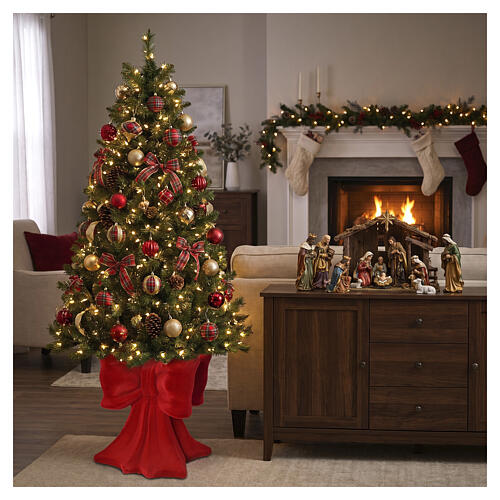 Base albero di Natale rosso a fiocco per alberi fino a 240 cm 40x35x35 cm 2