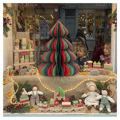 Albero decorativo tridimensionale in carta FSC 100% rosso verde 90x70 cm 2