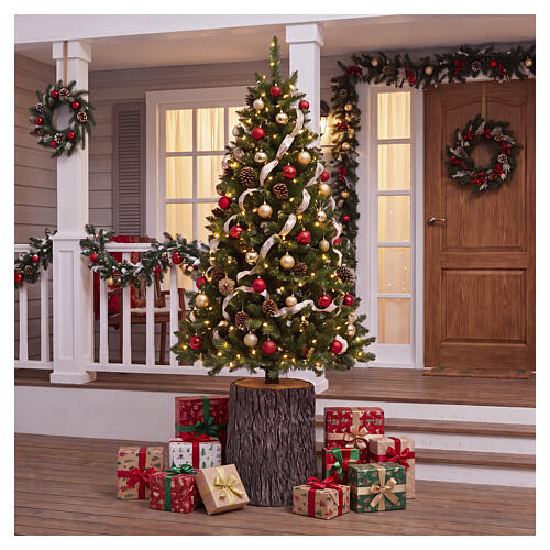 Base albero Natale tronco effetto corteccia 35x25 cm per alberi 120-180 cm 2