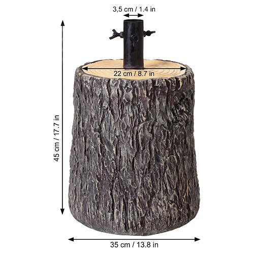 Base albero Natale tronco effetto corteccia 35x25 cm per alberi 120-180 cm 3