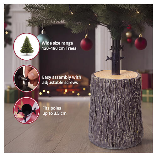 Base tronco árvore Natal efeito casca 35x25 cm para árvores 120-180 cm 2