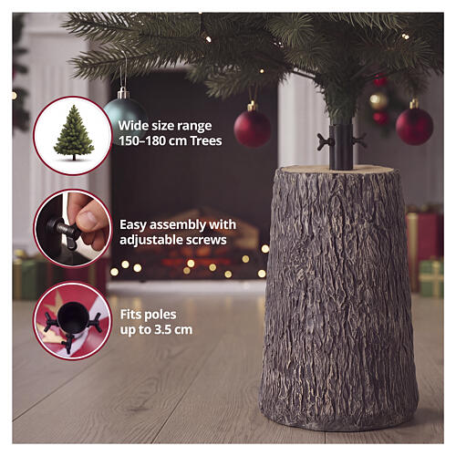 Base tronc sapin de Noël peint 50x30 cm pour arbres 150-180 cm 2