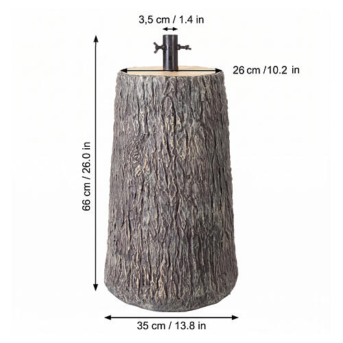 Base albero Natale tronco alto effetto corteccia 60x35 cm per alberi 150-200 cm 3