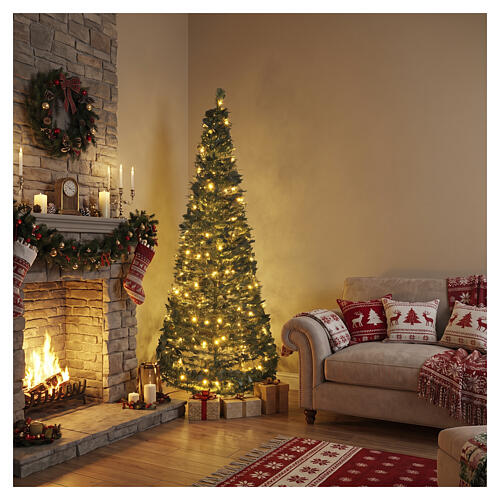 Sapin de Noël POP-UP slim 150 cm avec 200 LEDs blanc chaud et multicolores 2