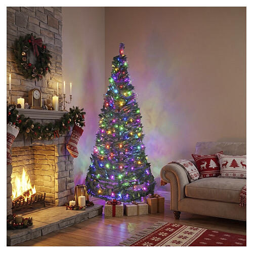 Árvore de Natal slim POP-UP 150 cm com 200 LEDs branco quente e multicolor 4
