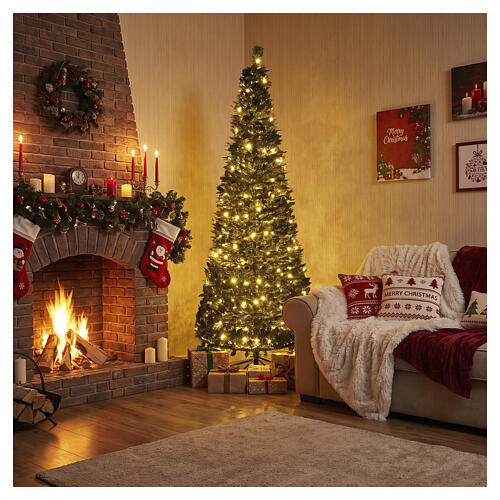 Pop up artificial Christmas tree, 70 in, flocked branches, 250 LEDs 2