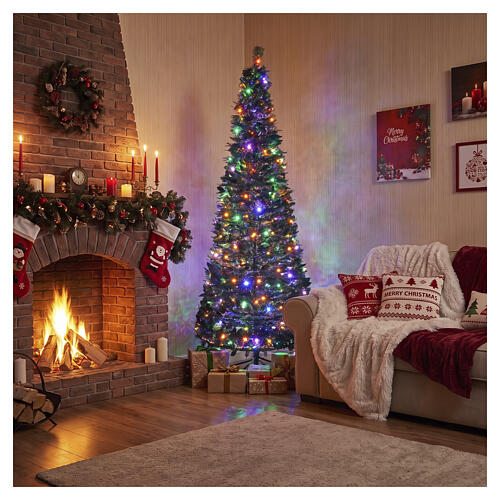 Pop up artificial Christmas tree, 70 in, flocked branches, 250 LEDs 4
