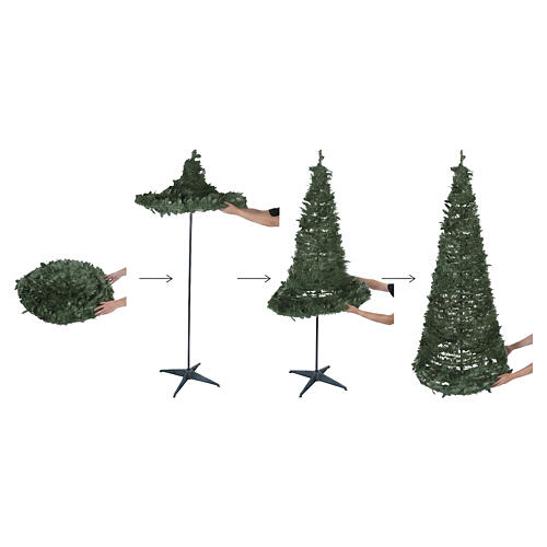 Pop up artificial Christmas tree, 70 in, flocked branches, 250 LEDs 6