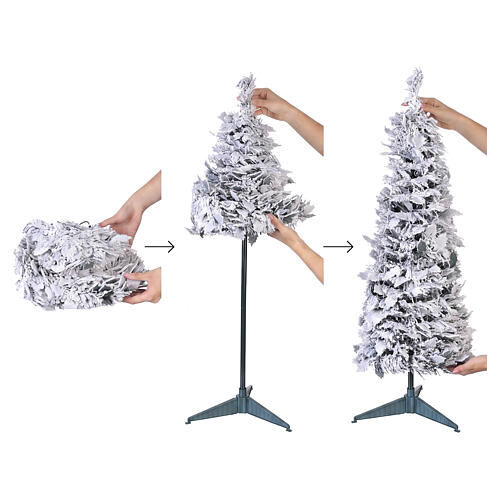 Pop-up snowy Christmas tree, 35 in with 100 warm white LEDs 5