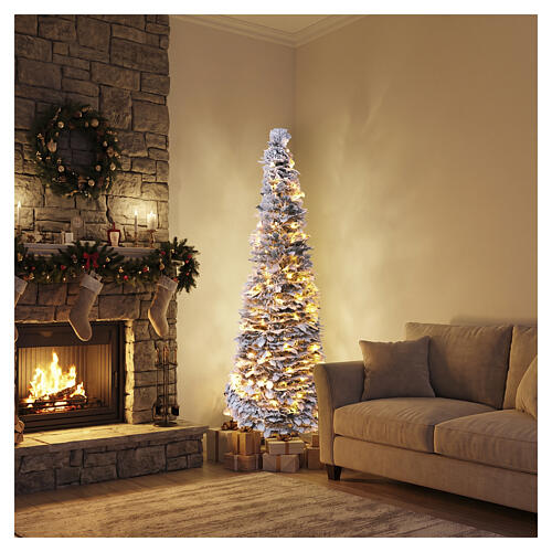 Snow-effect Christmas tree, 60 in, 200 warm white LEDs, POP-UP 2