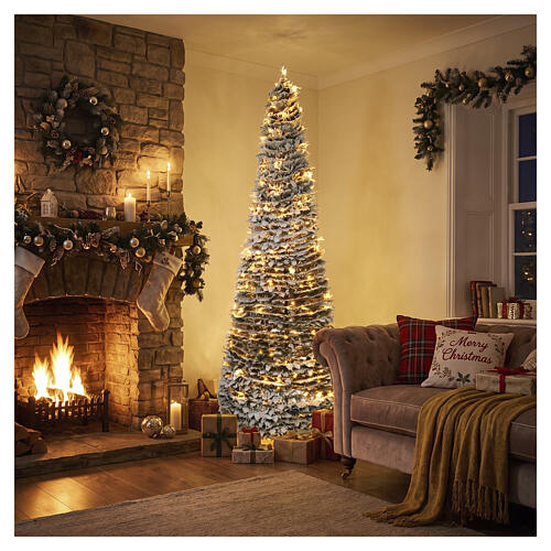 Sapin de Noël POP-UP floqué 210 cm 300 LEDs blanc chaud 2