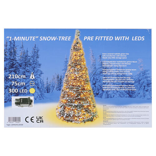 Flocked POP-UP Christmas Tree 210 cm pre-lit with 300 Warm White LEDs 8