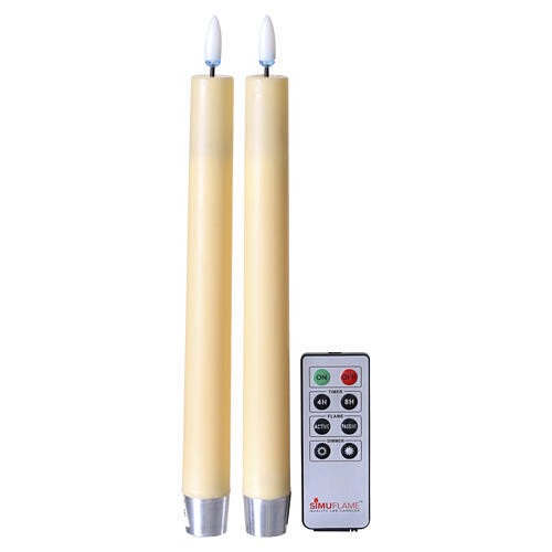 Set 2 pz candele LED color avorio con timer luce calda 24 cm 1