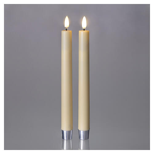 Set 2 pz candele LED color avorio con timer luce calda 24 cm 3