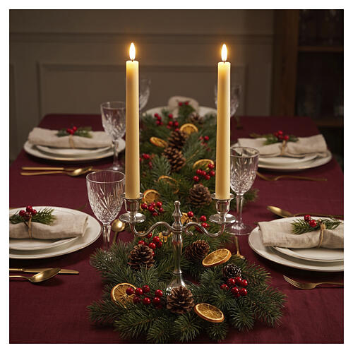 Set of 2 ivory LED candles with warm light timer, 24 cm 2