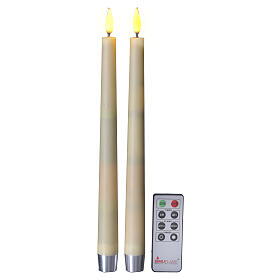 Set 2 velas taper color marfil LED luz cálida 29 cm