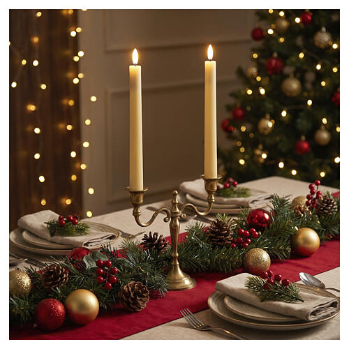 Set of 2 ivory LED taper candles warm light, 29 cm 2