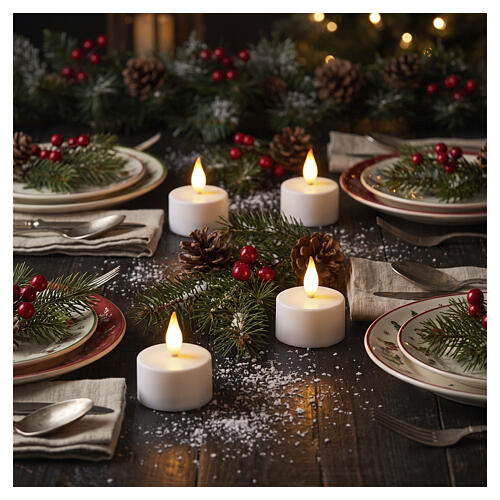 Set of 4 LED votive candles with timer, warm white light, 4.5 cm 2