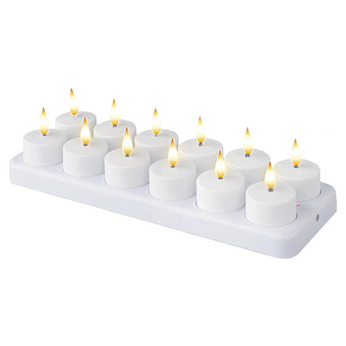 Set de 12 velas tealight LED recargables blancas luz cálida 5,5 cm 1