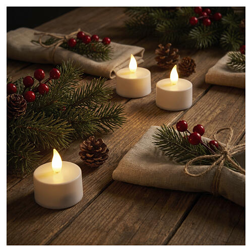 Zestaw 12 sztuk podgrzewaczy tealight LED, białe, ciepła barwa, 5,5 cm 2