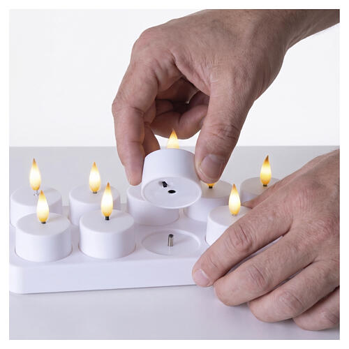 Zestaw 12 sztuk podgrzewaczy tealight LED, białe, ciepła barwa, 5,5 cm 3