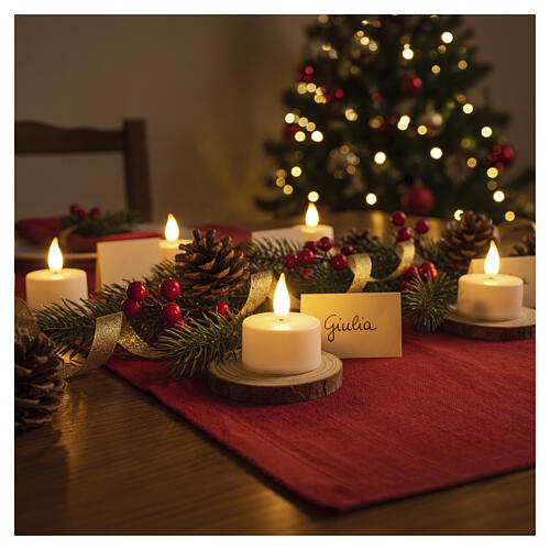 Conjunto 12 velas tealight votivas LED brancas recarregáveis luz branca quente 5,5 cm 4