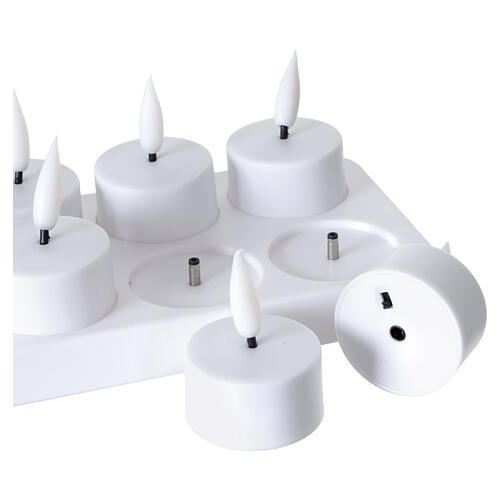 Conjunto 12 velas tealight votivas LED brancas recarregáveis luz branca quente 5,5 cm 5
