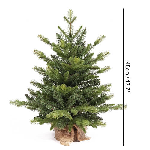 Kleiner grüner Weihnachtsbaum mit Jutesockel 45 cm Poly Feel Real 3