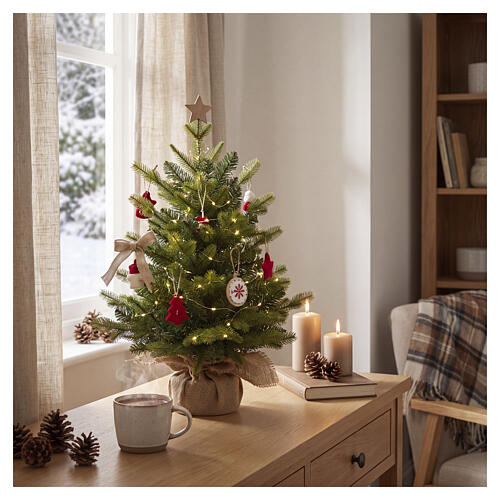 Pinetto di Natale verde e base in juta 45 cm Poly Feel Real 2