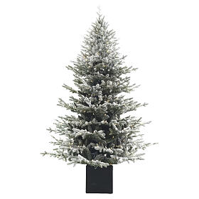 Albero di Natale Chalet floccato con 340 led bianco caldo 180 cm Poly Feel Real