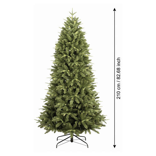 Albero di Natale Carolina slim verde rami ad ombrello 210 cm Poly Feel Real 3